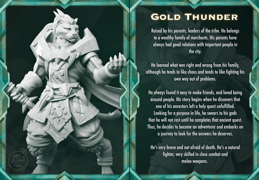 Tabaxi Fighter Miniature - resin tabletop miniature alternate angle