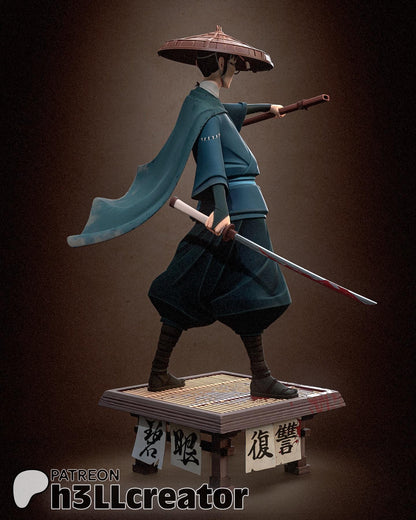 Mizu Blue Eye Samurai Figure - 3D printed miniature detail view