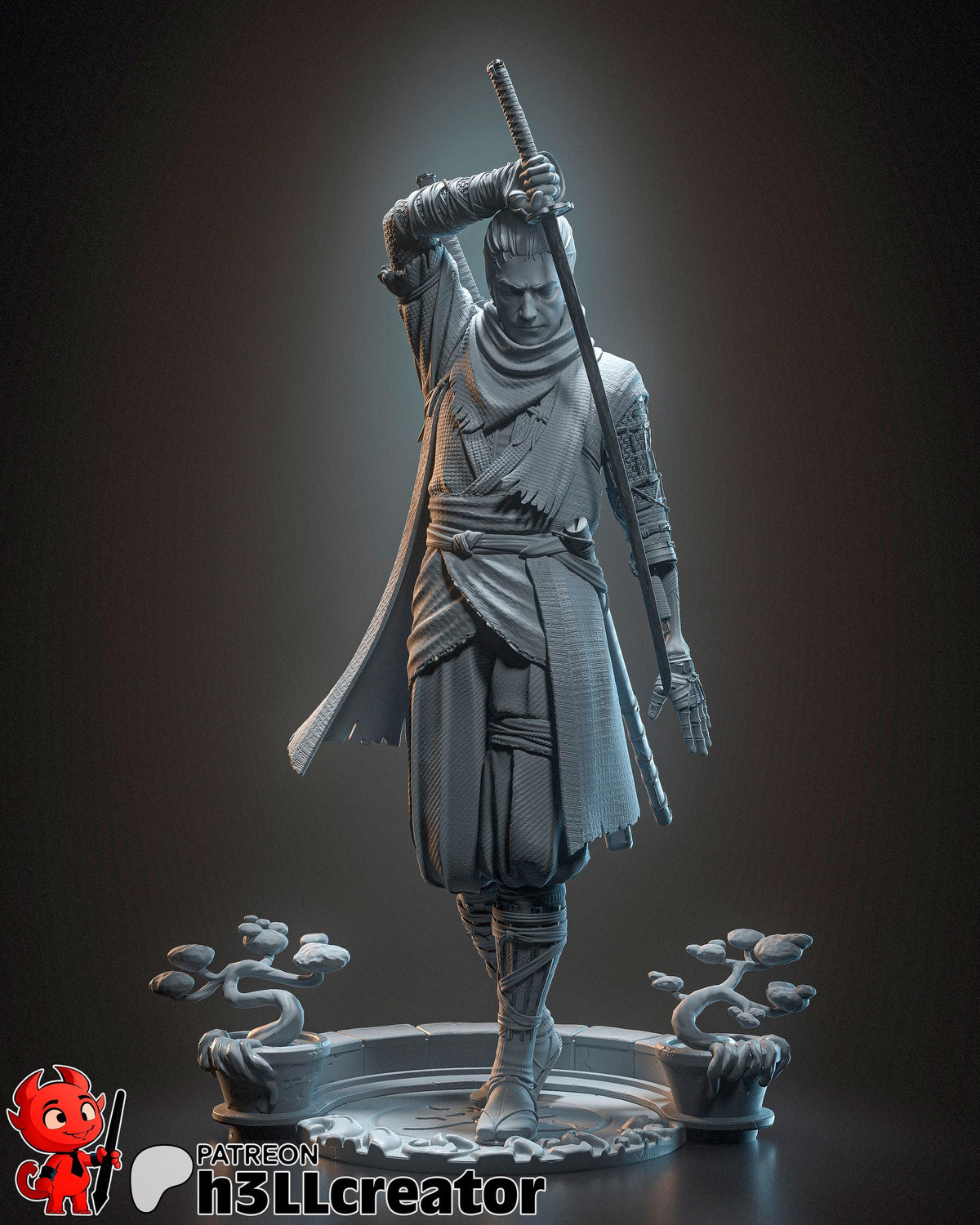 Wolf Sekiro Shadows Die Twice Figure - paintable tabletop miniature product view