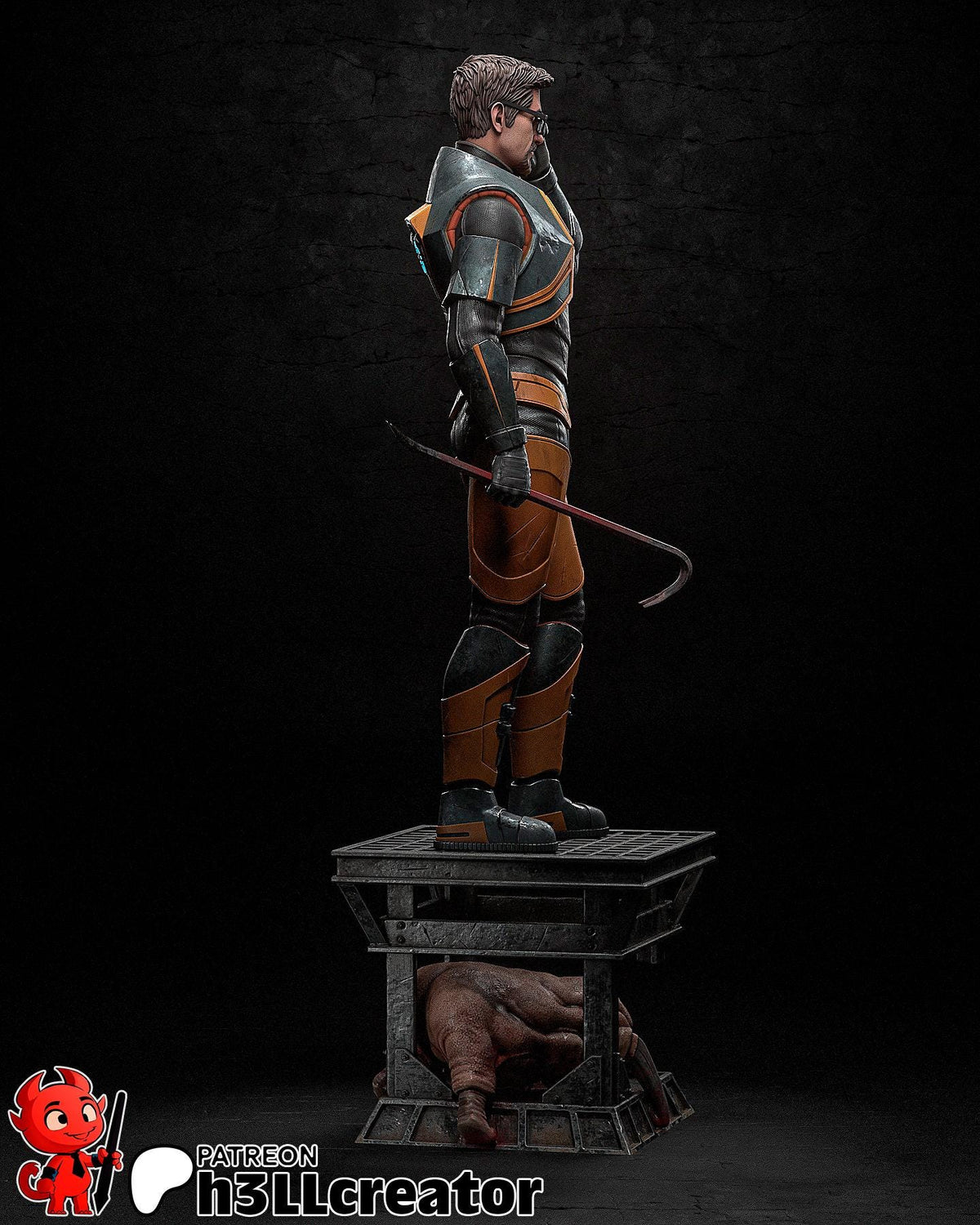 Gordon Freeman Half Life Figure - 3D printed miniature detail view
