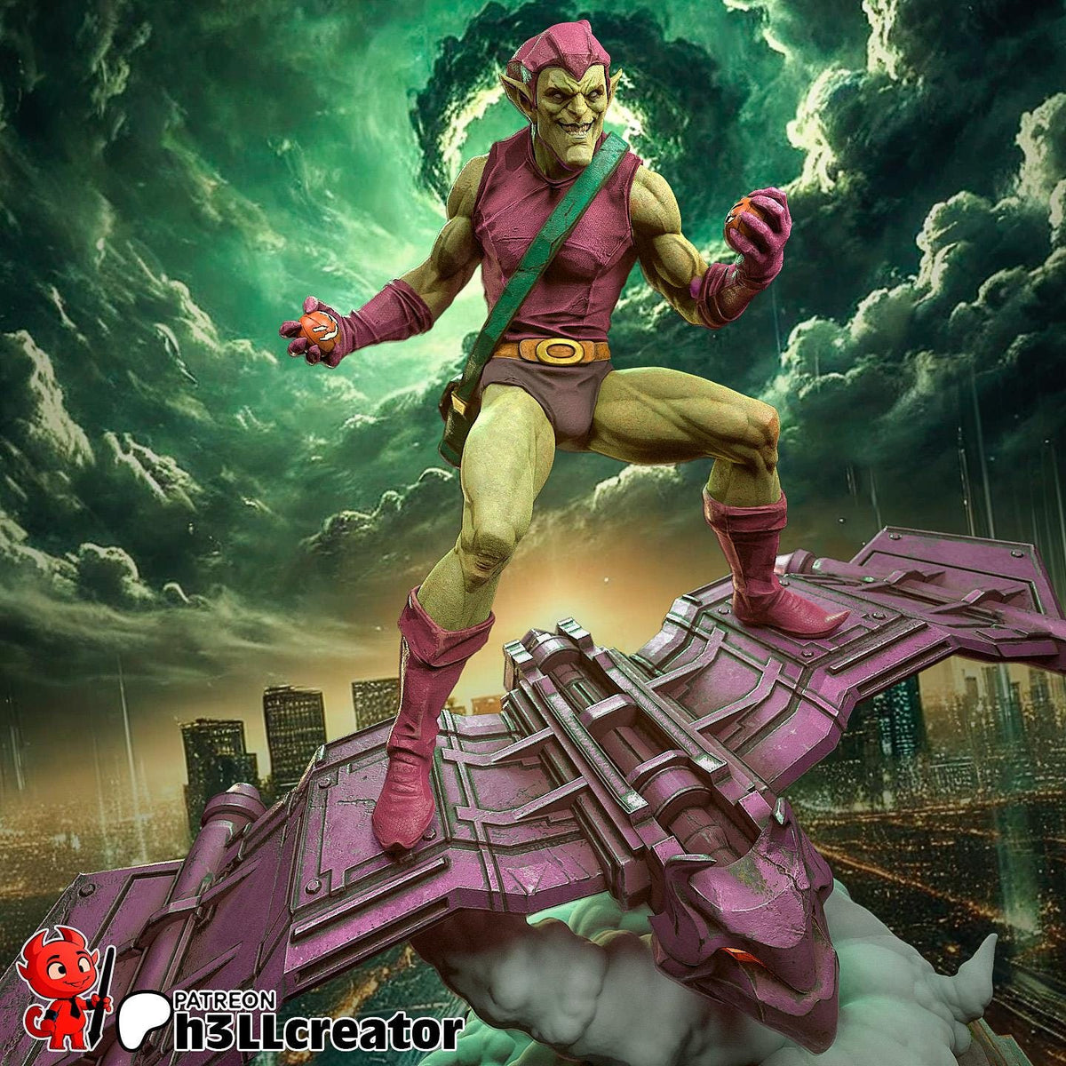 Green Goblin Figure - Spider-Man - resin tabletop miniature alternate angle
