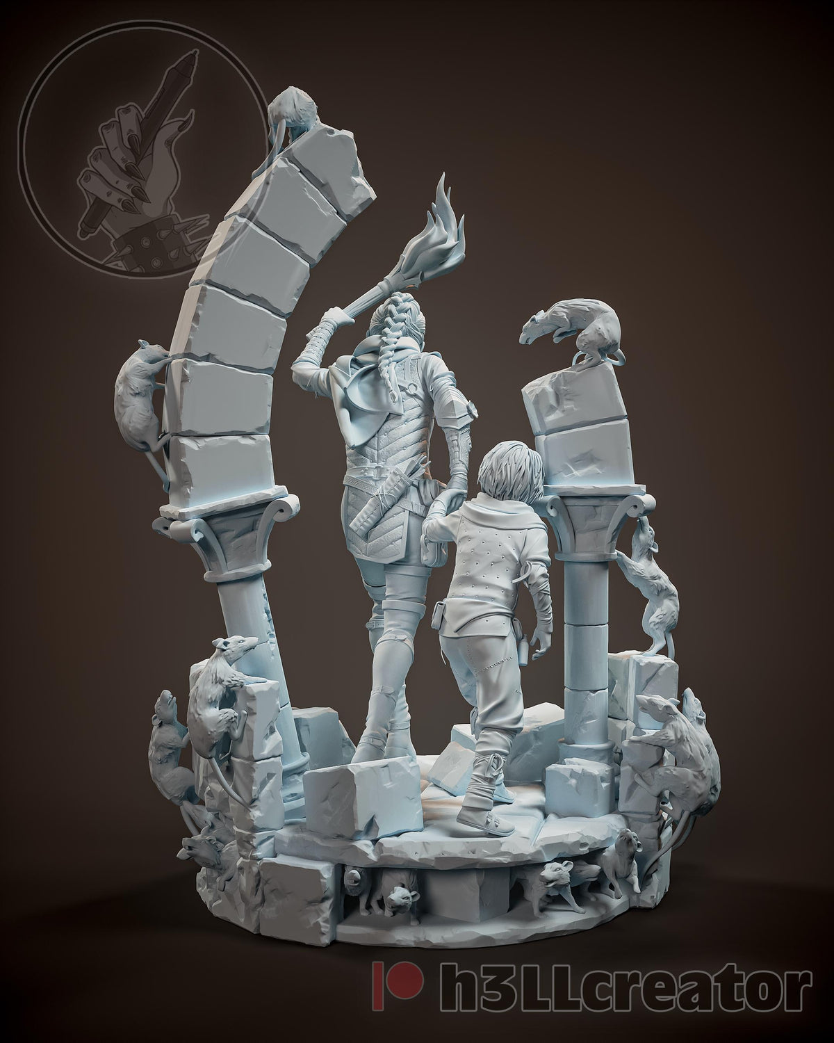 Amicia and Hugo A Plague Tale Figure - paintable tabletop miniature product view