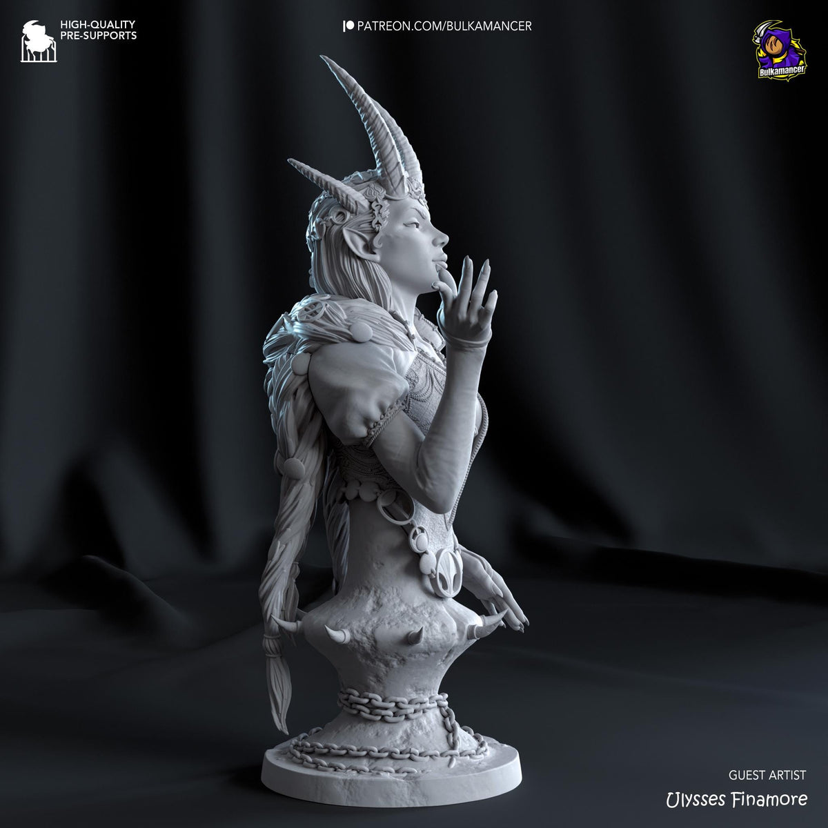 Mizora Bust - Baldur's Gate 3 - 3D printed miniature detail view