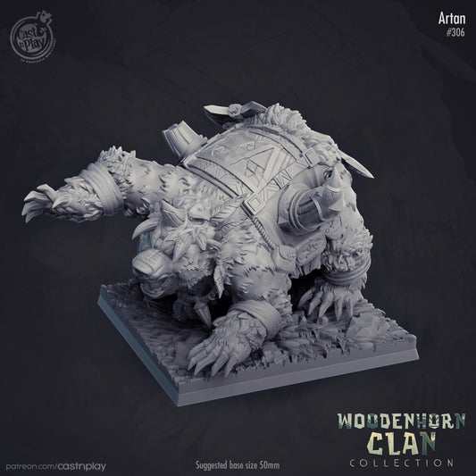 Brown Bear Druid Miniature - resin tabletop miniature front view