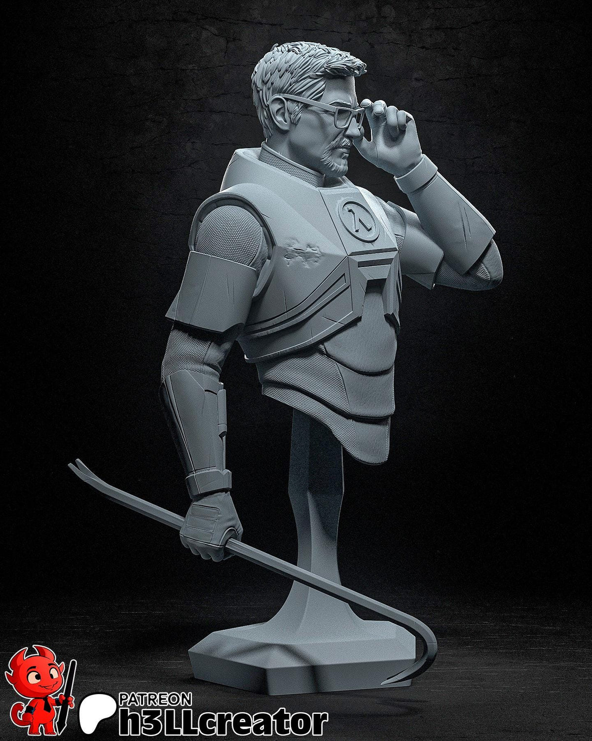 Gordon Freeman Half Life Bust - resin tabletop miniature alternate angle