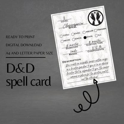 Fillable Spell Cards - digital download preview