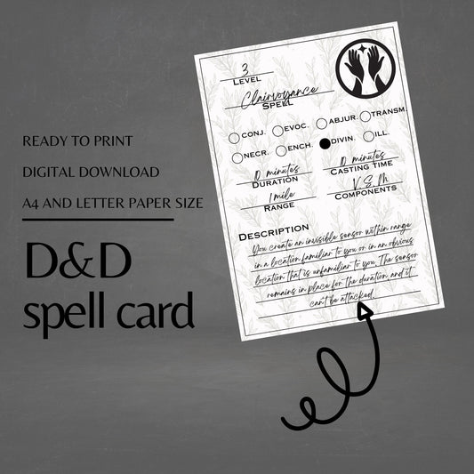 Fillable Spell Cards - digital download preview