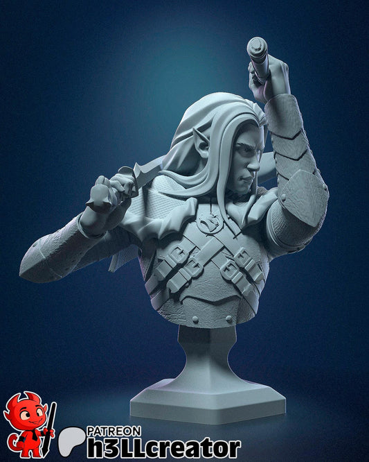 Drizzt Do'Urden Bust - resin tabletop miniature alternate angle