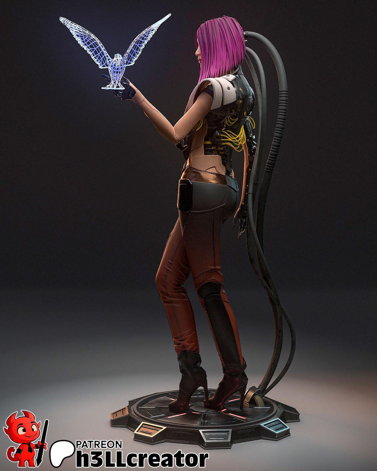 Songbird Figure - Cyberpunk 2077 - 3D printed miniature detail view