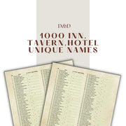 1000 Inn, Tavern & Hotel Unique Names - digital download preview