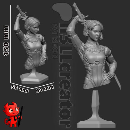 Mio Split Fiction Bust - paintable tabletop miniature product view