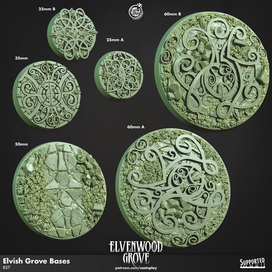 Elvenwood Grove Miniature Bases - resin tabletop miniature front view