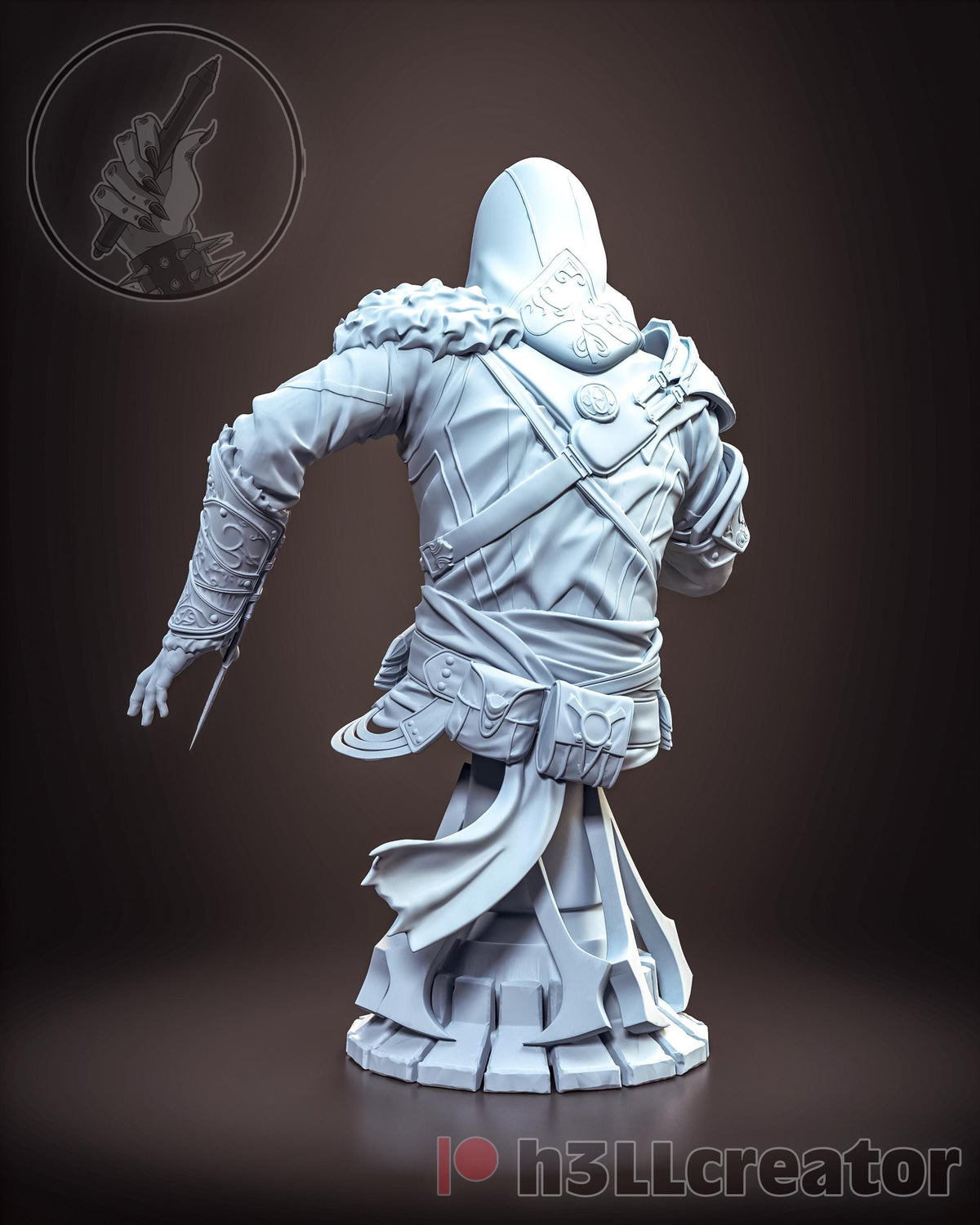 Ezio Auditore Assassin's Creed Bust - 3D printed miniature detail view