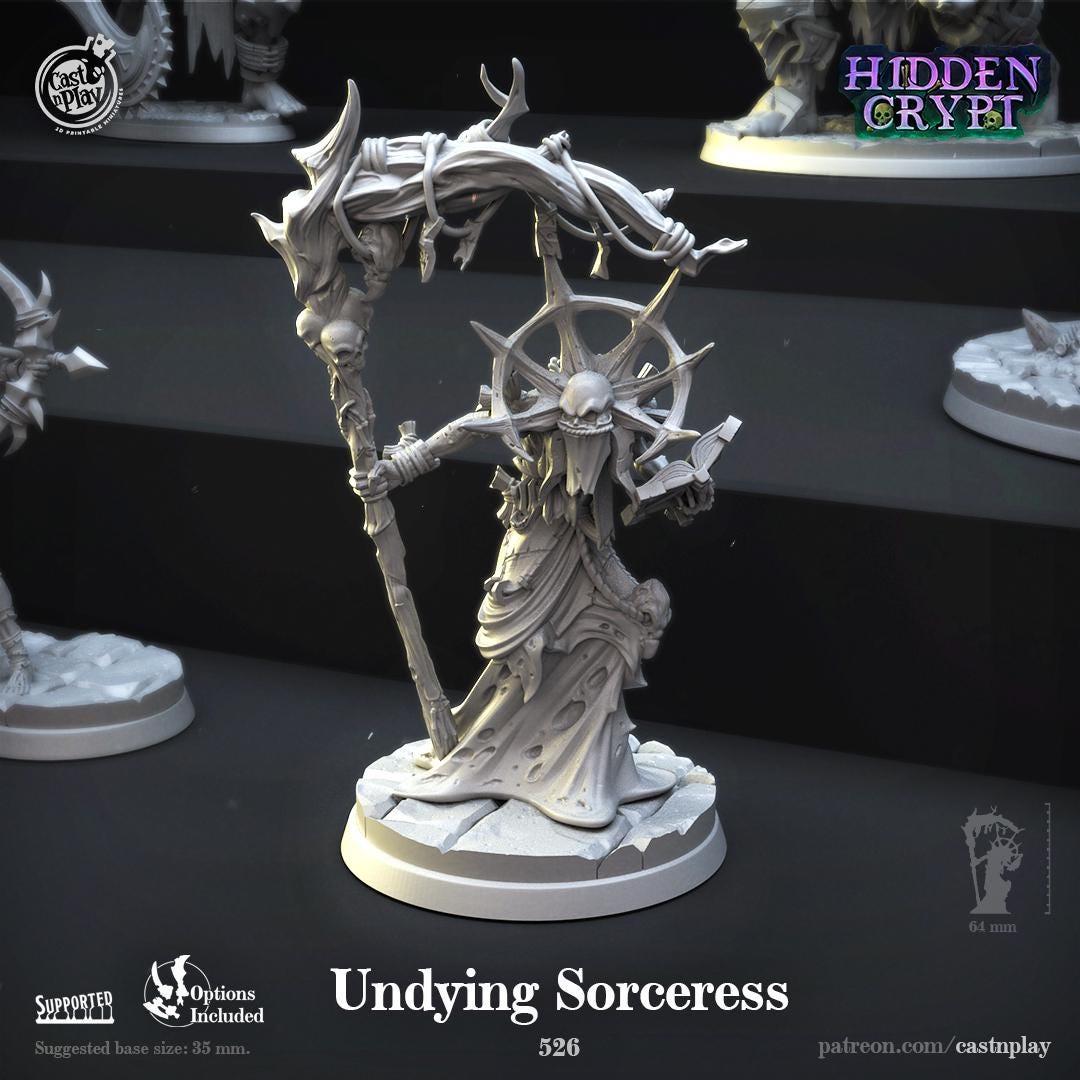 Undead Sorcerer Miniature - resin tabletop miniature front view