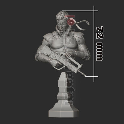 Solid Snake Metal Gear Solid Bust - 3D printed miniature detail view