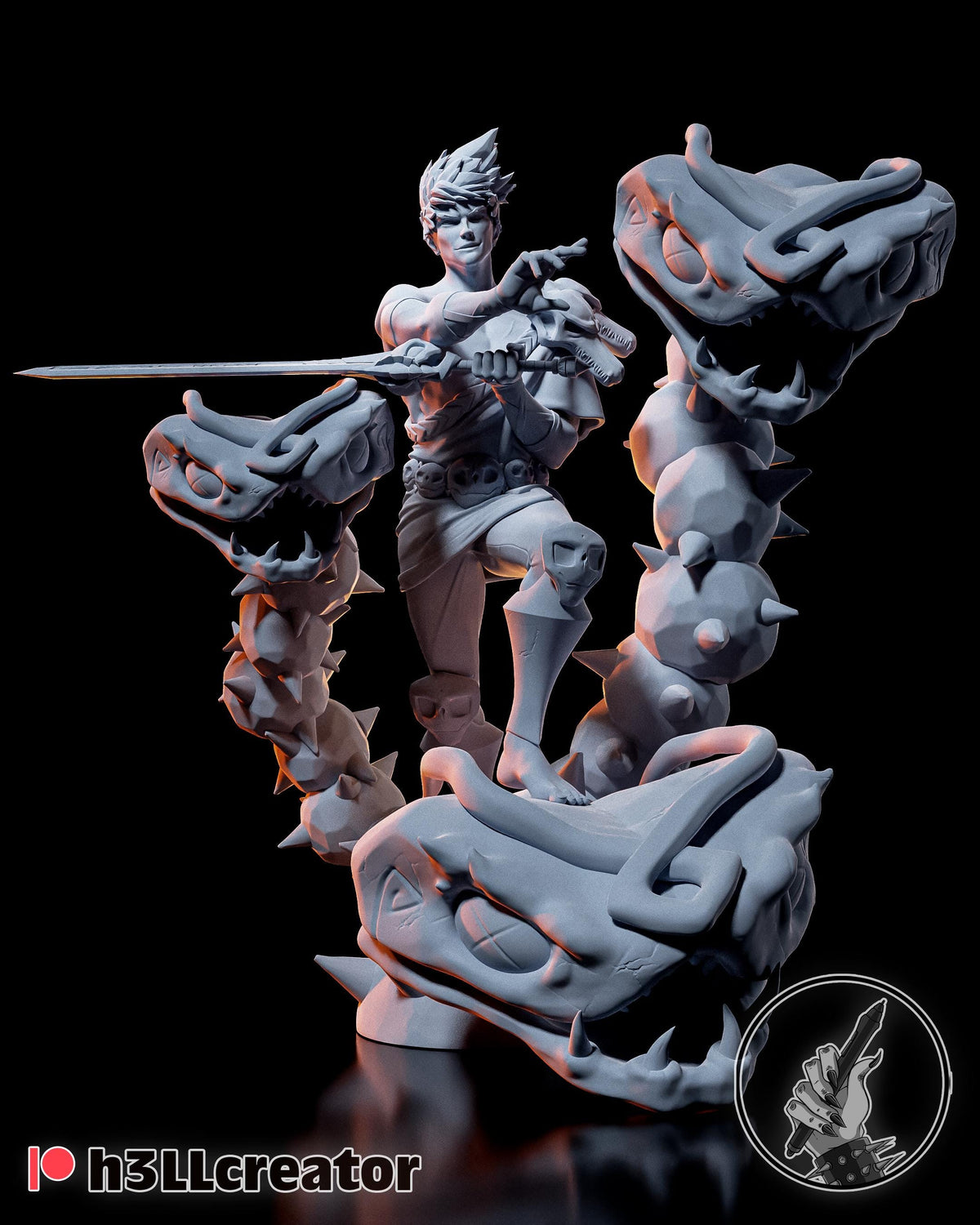Zagreus 2 Figure - Hades - 3D printed miniature detail view