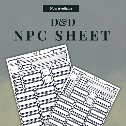 Fillable NPC Sheet - digital download preview