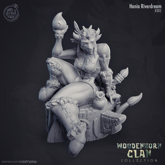 Female Minotaur Sorcerer Miniature - resin tabletop miniature front view