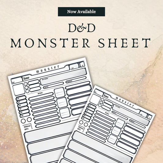 Fillable Monster Sheet - digital download preview