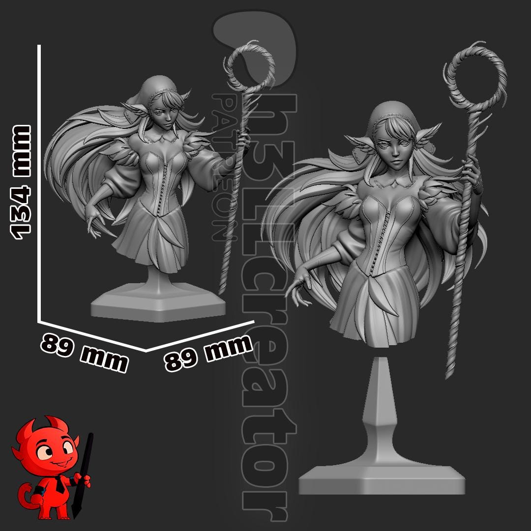 Marcille Bust - Delicious in Dungeon - paintable tabletop miniature product view