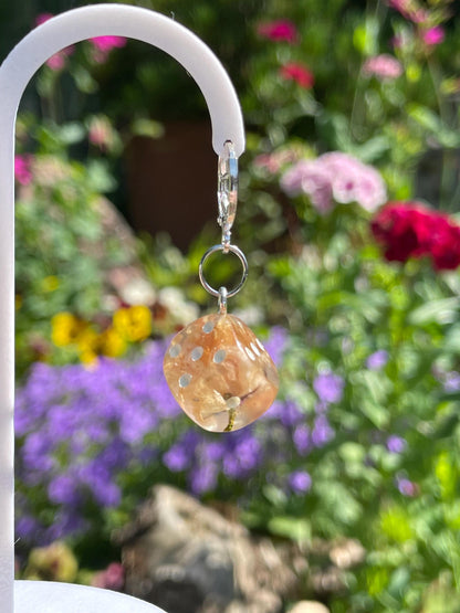 Clear D6 Dice Earrings - 3D printed miniature detail view