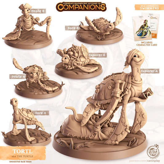 Turtle Animal Companion Miniature - resin tabletop miniature front view