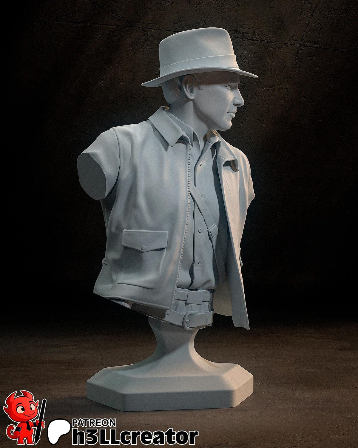 Indiana Jones Bust - resin tabletop miniature alternate angle