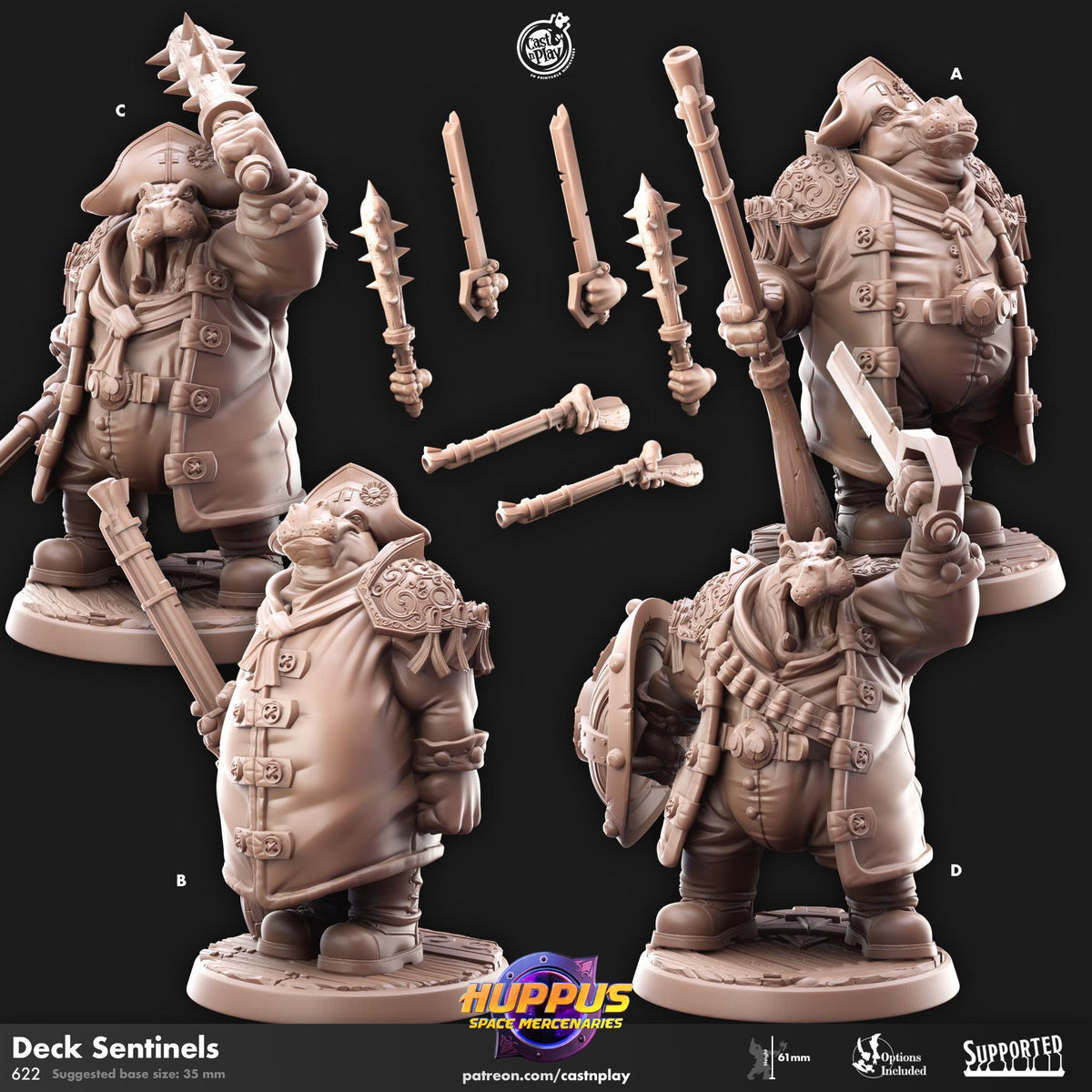 Giff Gunslinger Miniature - resin tabletop miniature front view