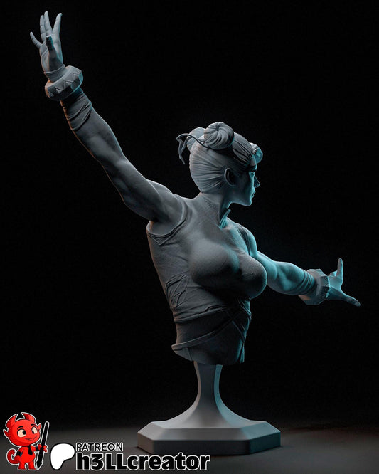 Chun Li Bust - Street Fighter - resin tabletop miniature alternate angle