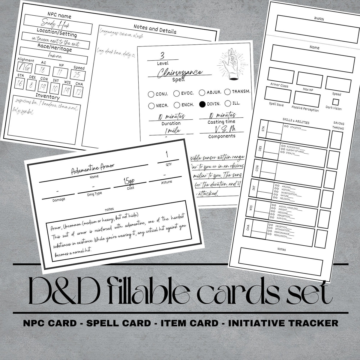 Fillable Cards Set - digital download preview