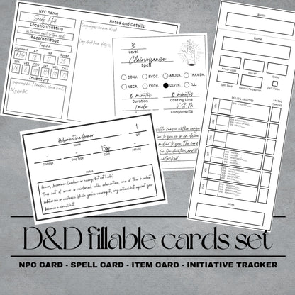 Fillable Cards Set - digital download preview