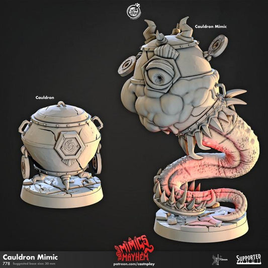 Cauldron Mimic Miniature - resin tabletop miniature front view