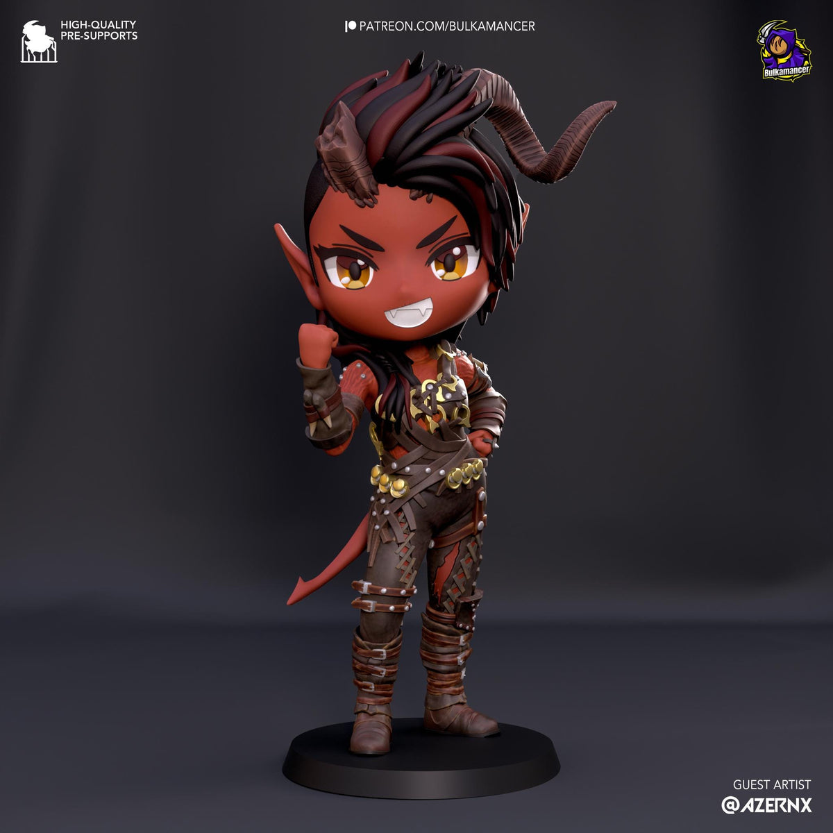 Karlach Chibi Figure - Baldur’s Gate 3 - resin tabletop miniature front view