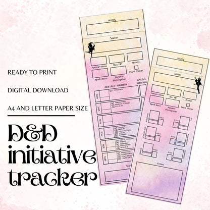 Fillable Initiative Tracker Cards - digital download preview