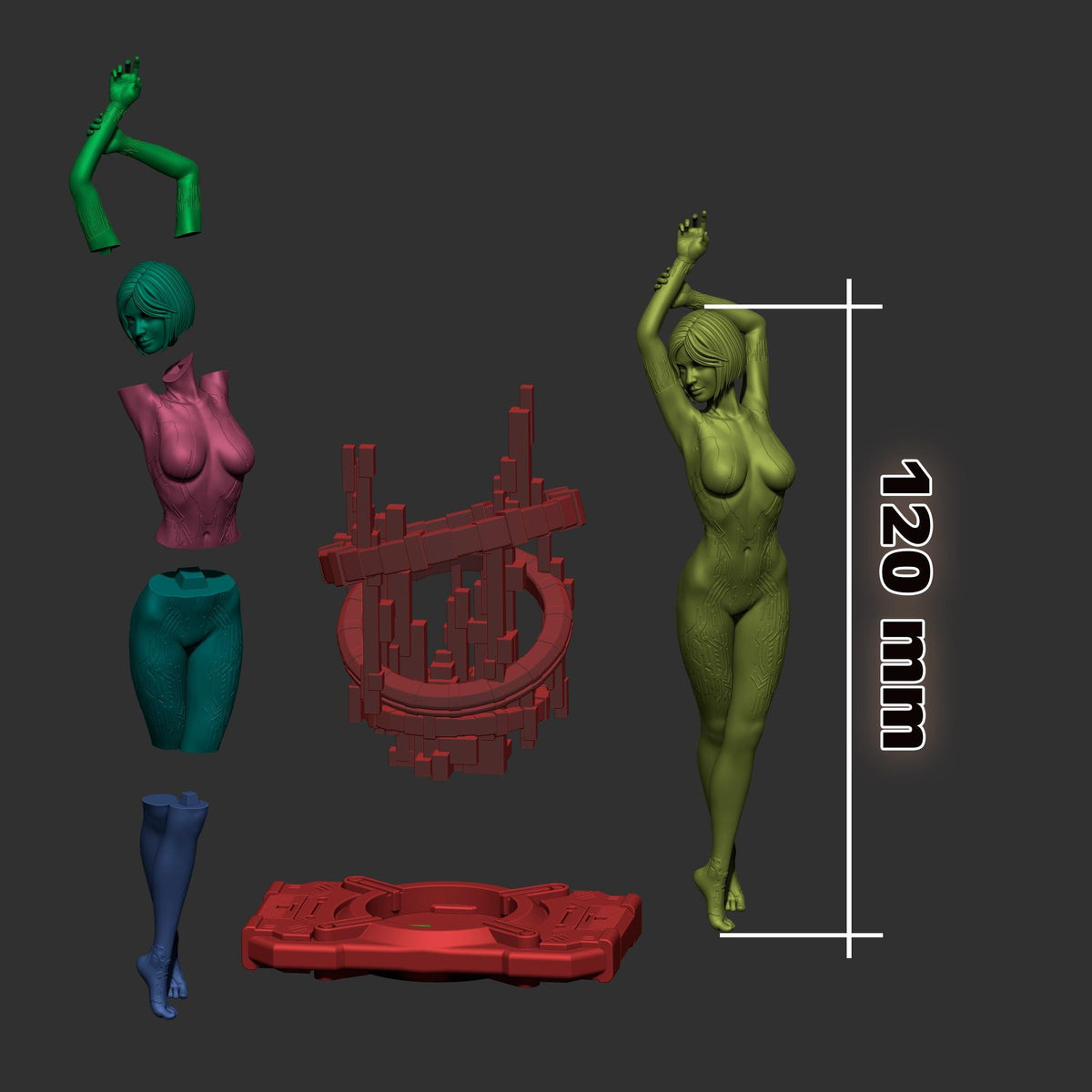 Cortana Figure - paintable tabletop miniature product view