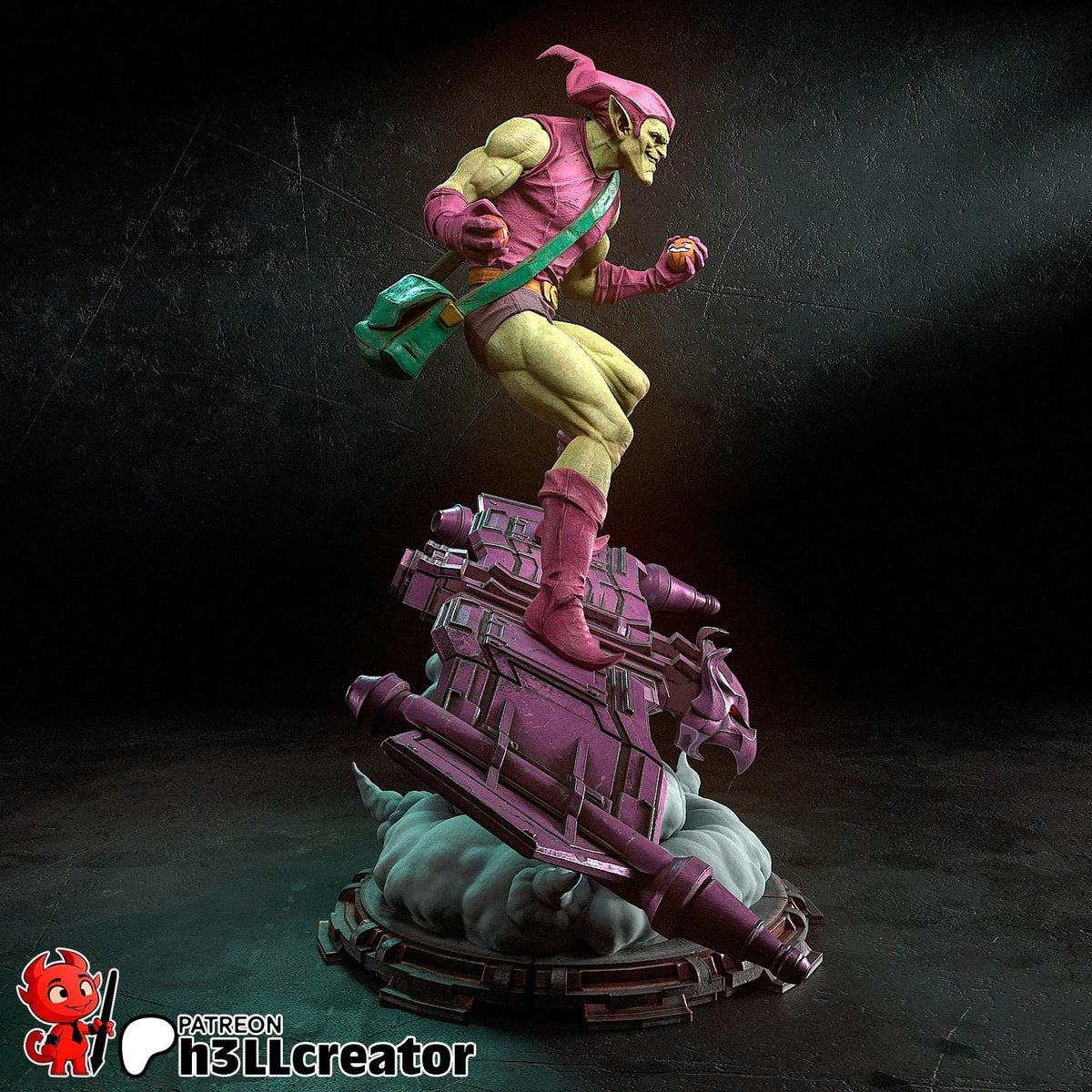 Green Goblin Figure - Spider-Man - 3D printed miniature detail view