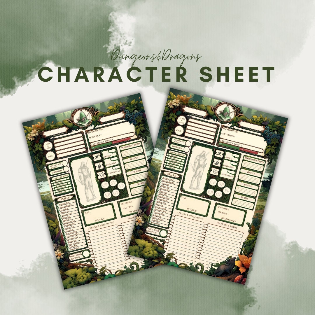 Character Sheet - digital download preview