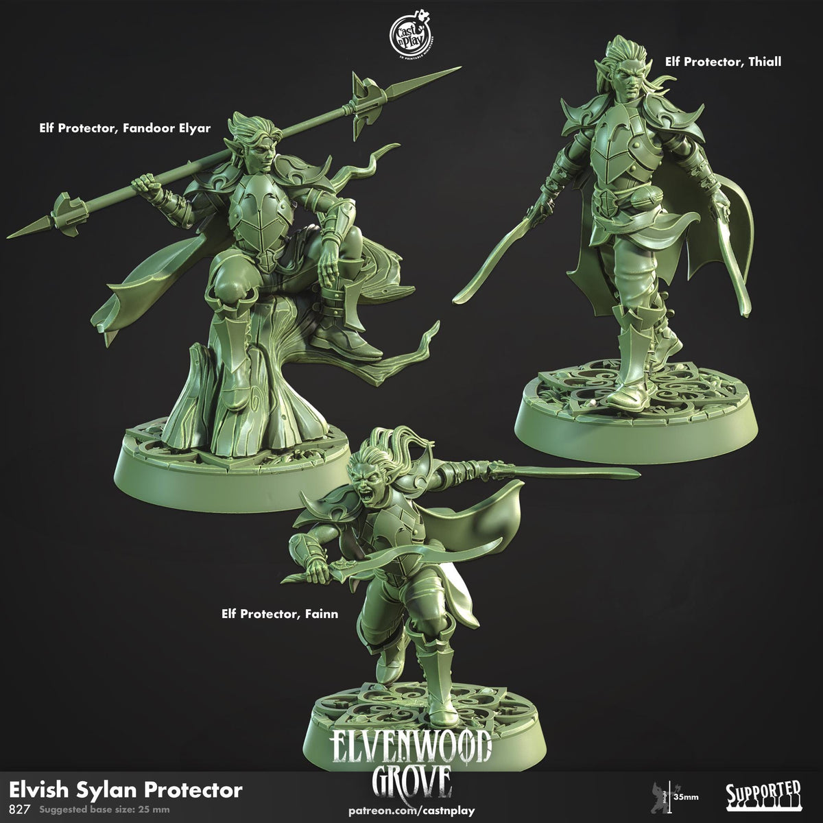 Elf Paladin Miniature - resin tabletop miniature front view