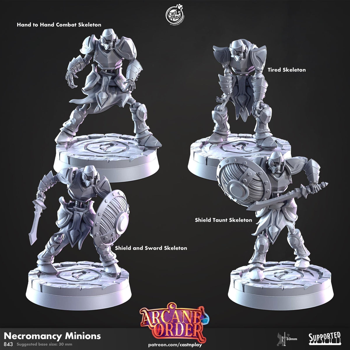 Undead Skeleton Miniature - resin tabletop miniature front view