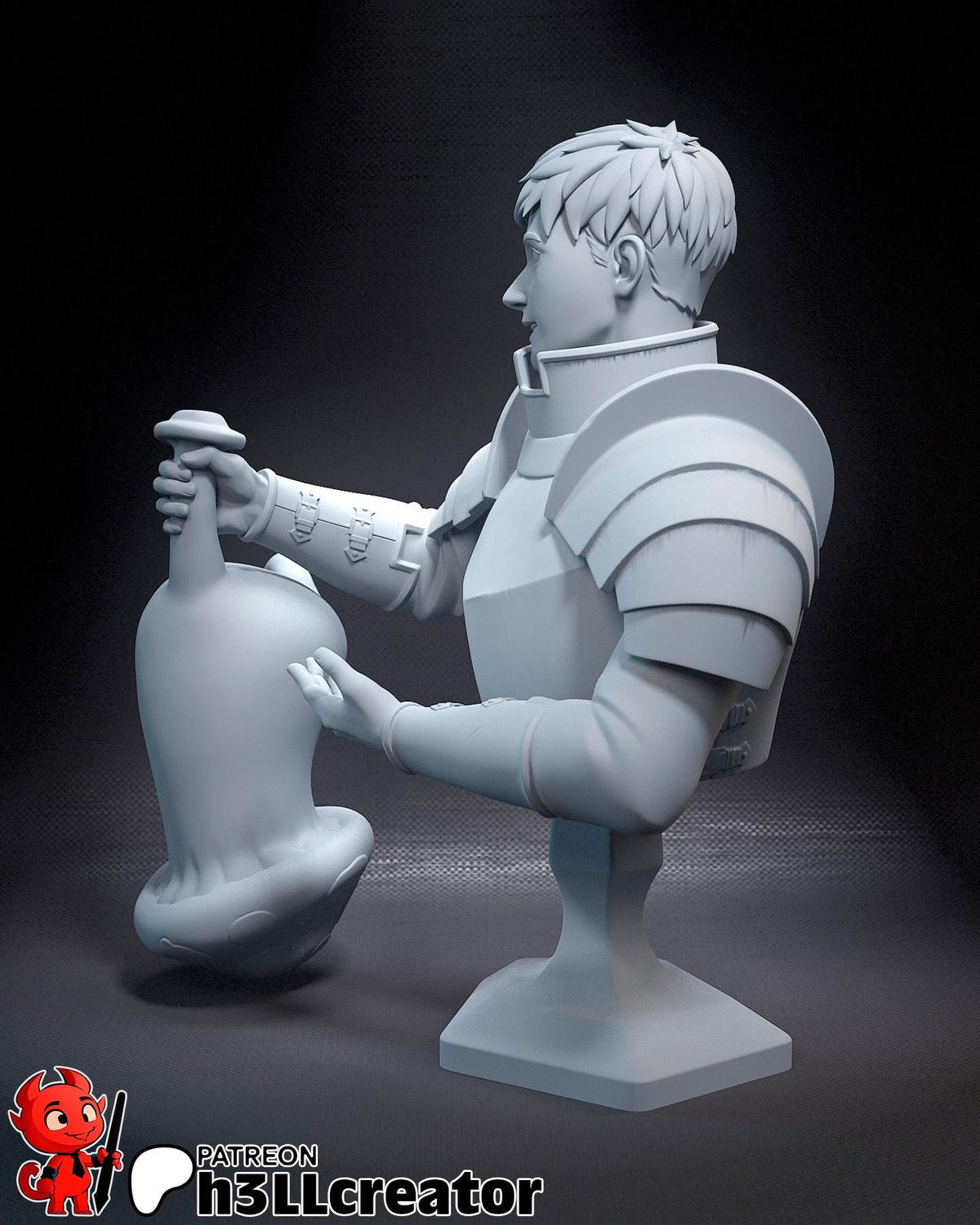 Laios Touden Bust - Delicious in Dungeon - 3D printed miniature detail view