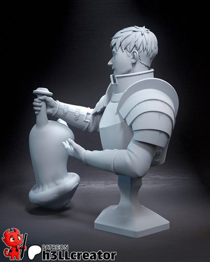 Laios Touden Bust - Delicious in Dungeon - 3D printed miniature detail view