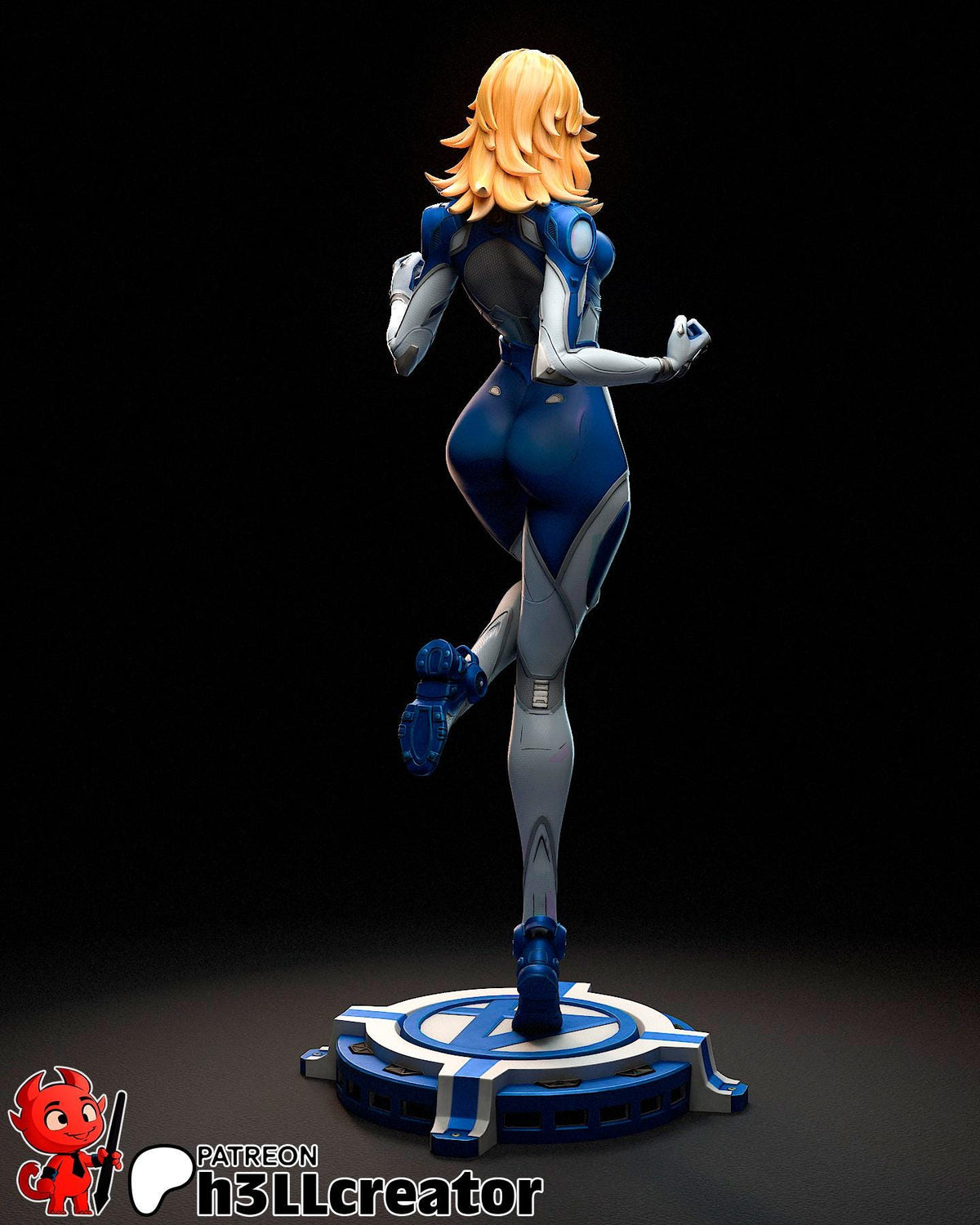 Invisible Woman Figure - Marvel Rivals - 3D printed miniature detail view