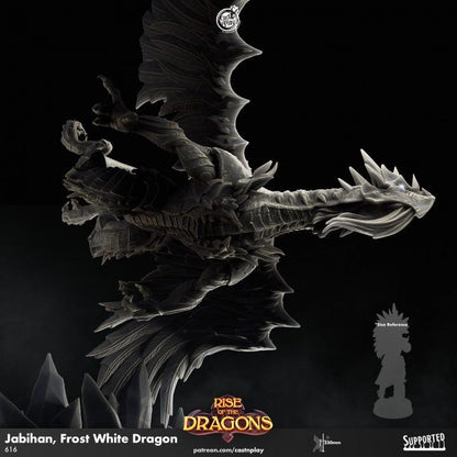 White Frost Dragon Large Miniature - resin tabletop miniature alternate angle
