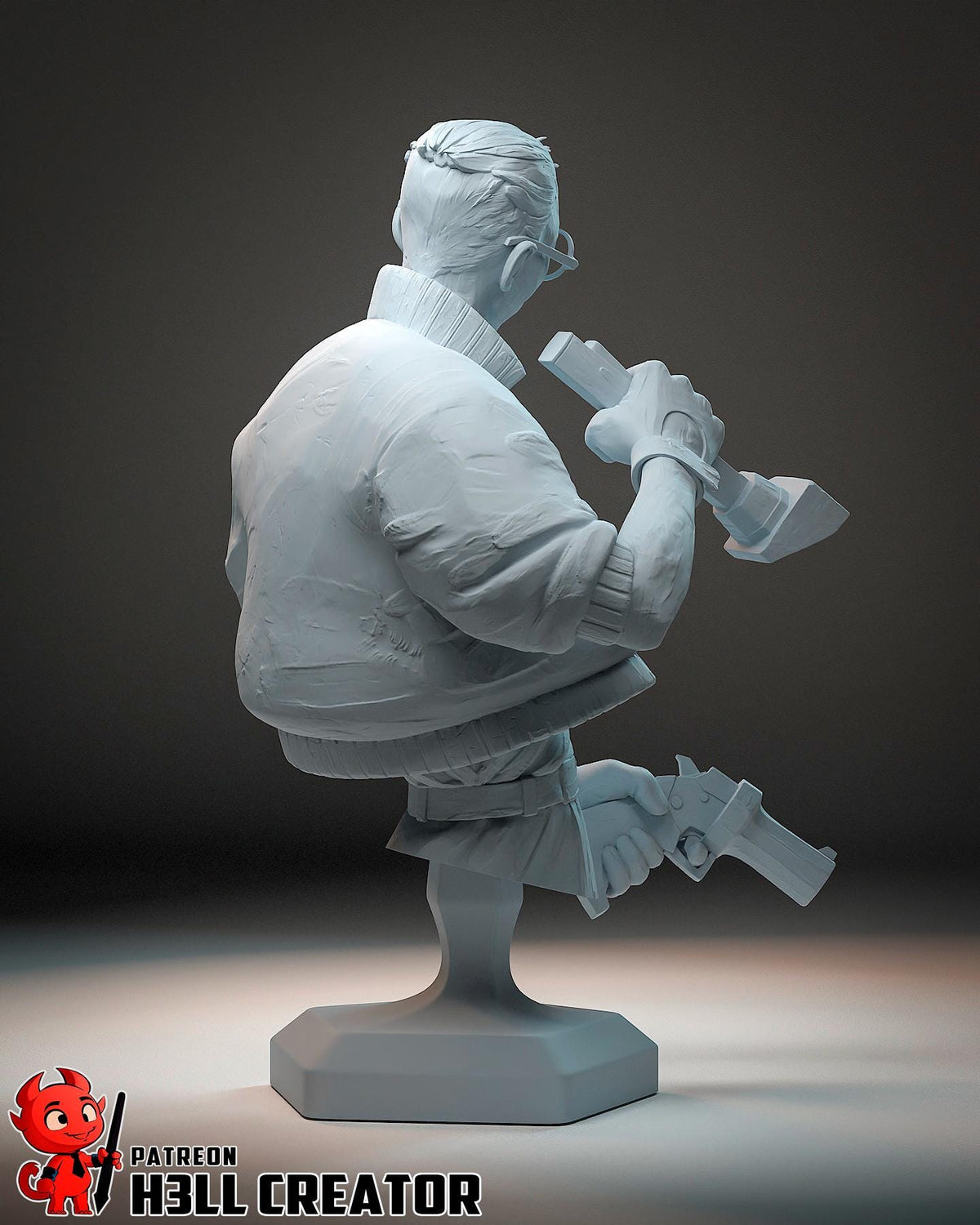 Kim Disco Elysium Bust - resin tabletop miniature alternate angle