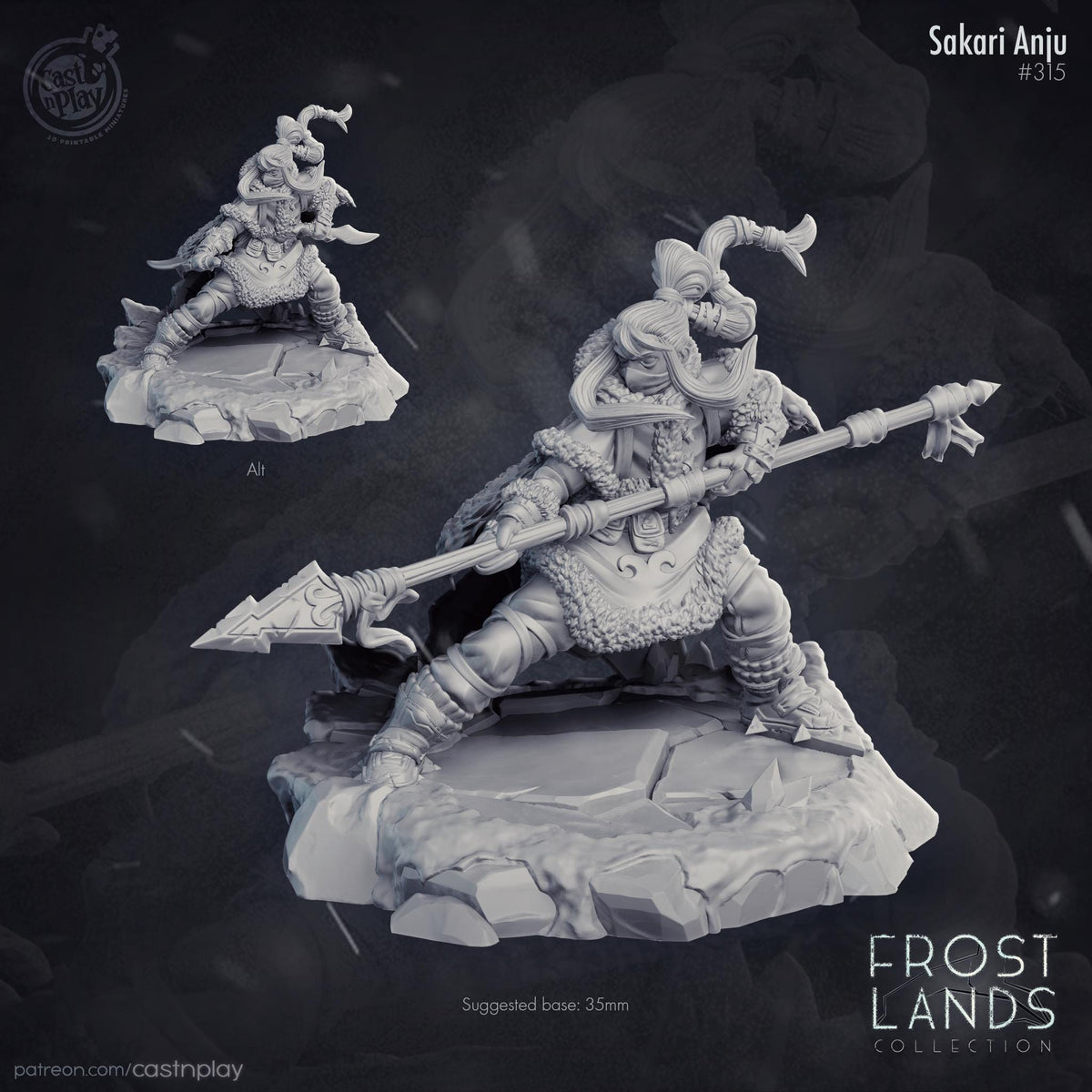 Human Rogue & Fighter Miniature - resin tabletop miniature front view