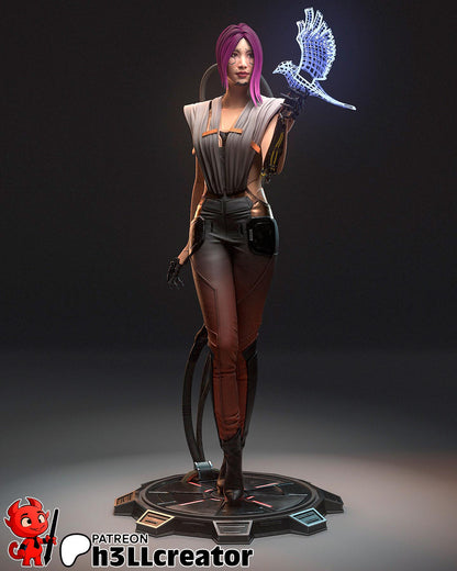 Songbird Figure - Cyberpunk 2077 - resin tabletop miniature front view