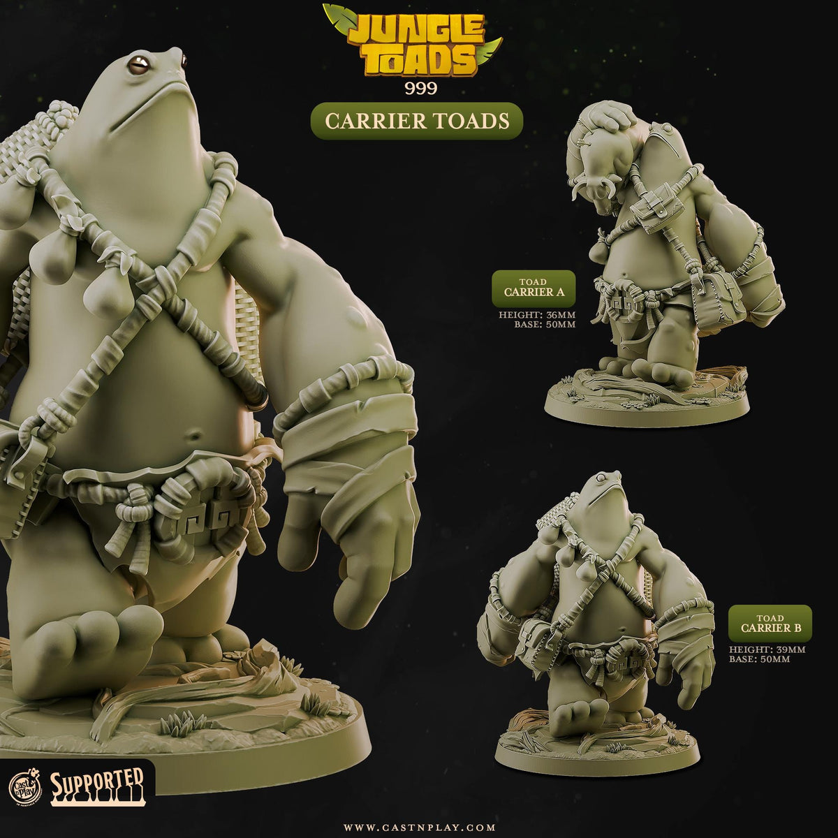 Giant Grung Fighter Miniature - resin tabletop miniature front view