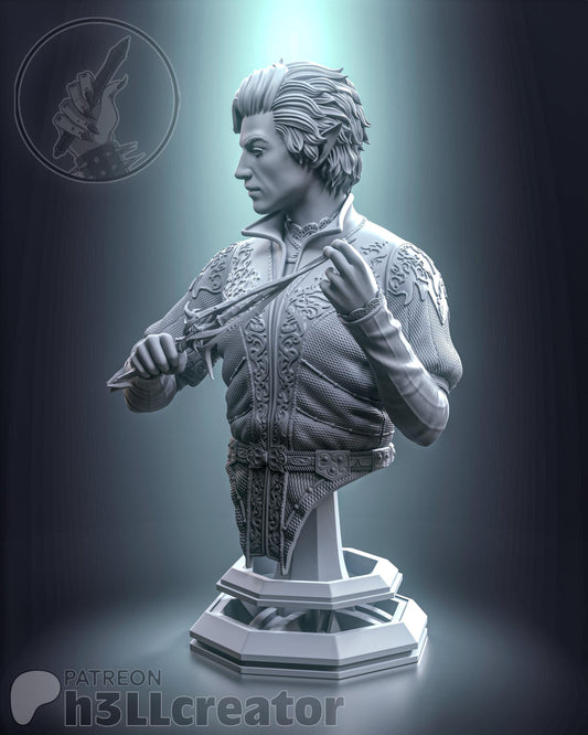 Astarion Bust - Baldur's Gate 3 - resin tabletop miniature alternate angle