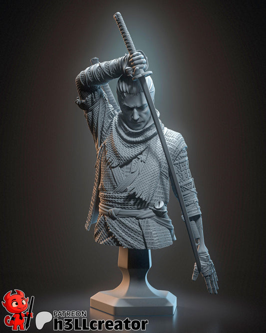 Wolf Sekiro Shadows Die Twice Bust - resin tabletop miniature front view