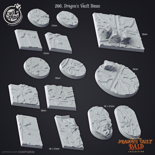 Dragons Vault Raid Bases Set - resin tabletop miniature front view